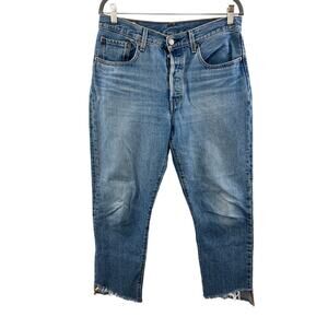 Levi's Premium Blue Medium Wash Cotton Raw Hem Women's Denim Jeans Size 30
